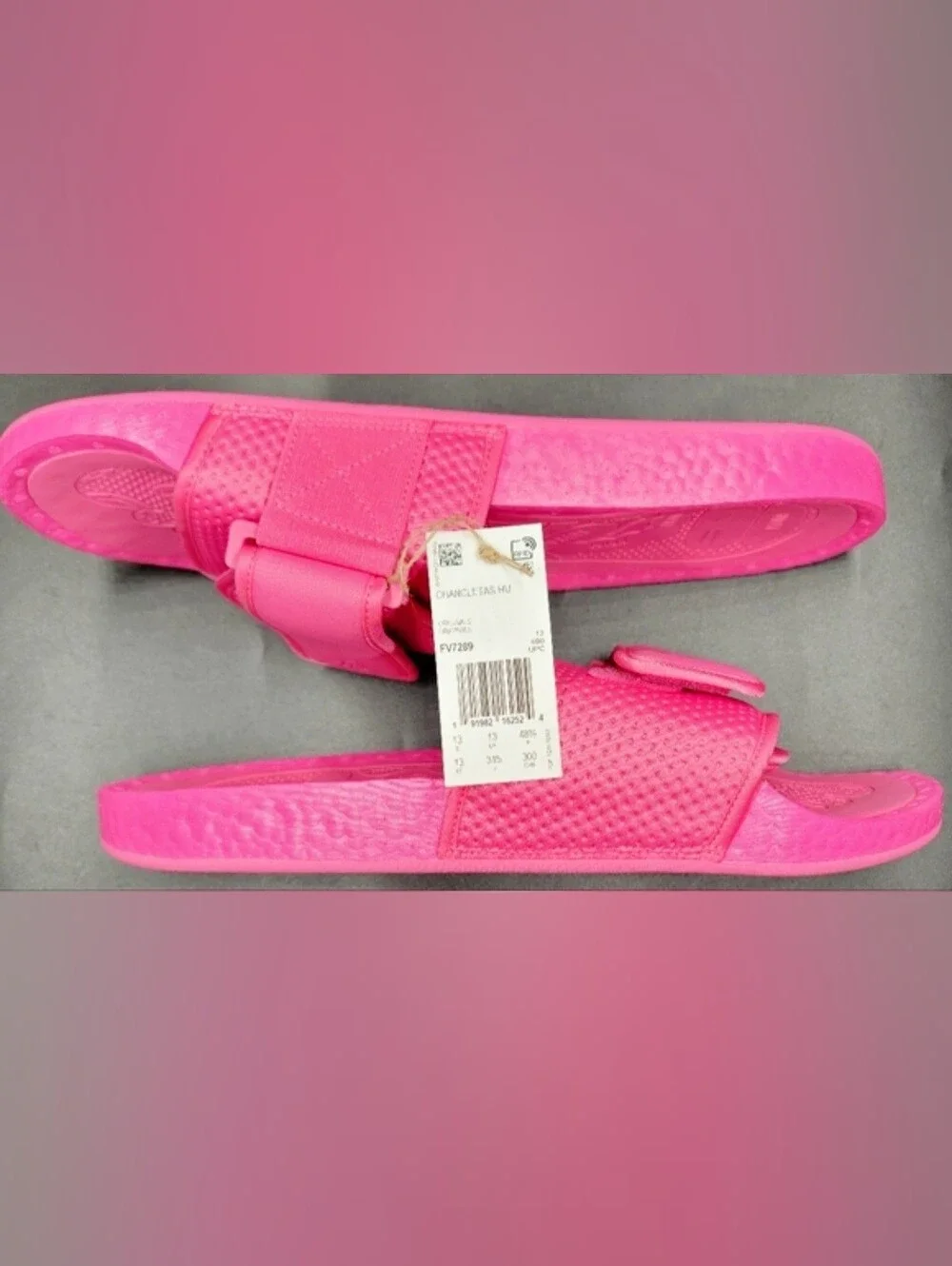 Adidas Boost x Pharrel HU Chancletas Slides Sz 10 Men Lot Of 2 NIB Pink/Yellow
